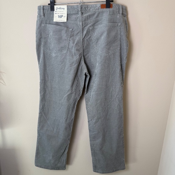 NEW Lands End Corduroy Pants Womens Petite 16P Gray Straight Leg Stretch Winter - Picture 2 of 10